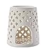 WANYA Ceramic Tealight Candle Holder, Essential Oil Burner, Wax Warmer Burner Diffuser for Home Bedroom Decor, Romantic Gift, White with Heart Pattern