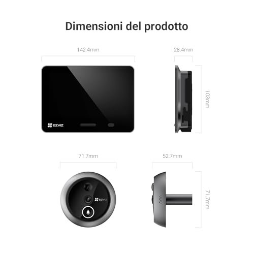 EZVIZ EP4 WiFi 4K Digital Peephole with 5.5" Touch Screen, 7100mAh Battery, AI Face Recognition, Two-Way Audio, Night Vision, PIR Detection, Supports MicroSD 512GB, Silver