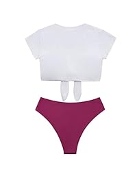 Traje de baño para dama, talla grande, con nudo de corbata frontal, 2 piezas