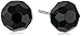 Stainless Silver Ion-Plated Plated Black Faceted Simulated Onyx Stud Earrings