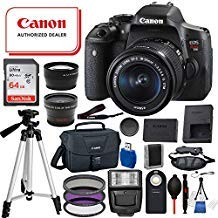 Image of Canon EOS Rebel T6i Digital SLR Camera with EF-S 18-55mm is STM USA (Black) 19PC Professional Bundle Package Deal -SanDisk 64gb SD Card + Canon Shoulder Bag + More