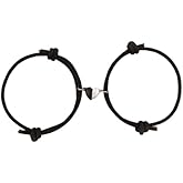 Colorful Love Heart Bracelets Set Braided Rope Mutual Attraction Relationship Astronaut Adjustable Cord for Boyfriend Girlfriend Couples Jewelry-Black