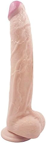 YJbcfha--020,12.8" New Style Lifelike D-i-Ld-0s with Suction Cup, YY-1009-TT (Flesh)