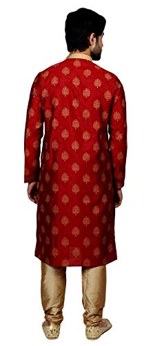 Tathastu Mens Kurta Pyjama 1973 Maroon -40 - Thumbnail 2