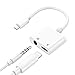 Headphone Jack Adapter Dongle for iPhone Xs/Xs Max/XR/ 8/8 Plus/X (10) / 7/7 Plus Adapter to 3.5mm Jack Converter Car Charge Accessories Cables & Audio Connector 2 in 1 Earphone Splitter Adaptor
