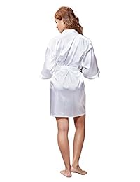 Women's Pure Color Satin Short Kimono Bridesmaids Lingerie Robes