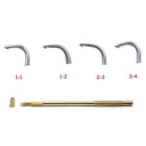 Luwigs 4 Size Ventilating Needles(1-1,1-2,2-3,3-4)+1 Brass Holder for Lace Wig Accessories 4Pcs Stainless Steel Needles Kit for Salon (Ventilating Needles Kit, One Set)