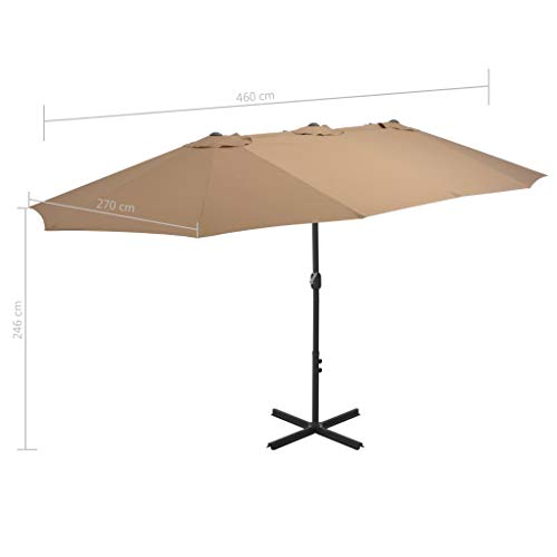 Qnotici Sonnenschirm mit Aluminium-Mast UV-Schutz Sonnenschutz Gartenschirm Marktschirm Terrassenschirm 460 x 270 cm… – Bild 6