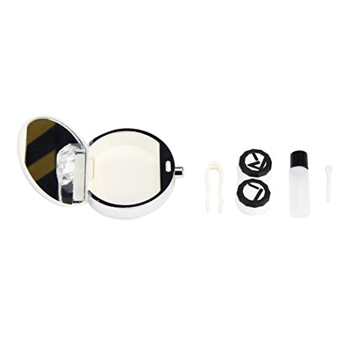Contact Lens Box, TONSEE Retro Contact Lens Case Travel Kit Holder With Mirror (White) - Thumbnail 2