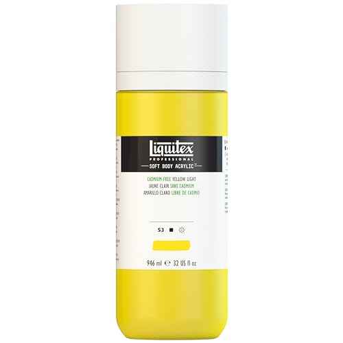 Liquitex 1946889 Professional Acrylic Paint Soft Body - Artist Paint in Creamy Opaque Consistency, High Pigmentation, Non-fading and Ageing-Resistant, 946 ml Bottle - Cadmium-Free Yellow Light