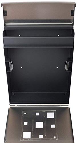 PEELCO Modern Stainless Steel Mailbox - Vertical Wall Mount - Powder Coated Galvanized - Weather Proof - Lockable w/Spare Keys (Stainless Steel w/Black Trim) - Thumbnail 5