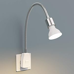 ledscom.de Stopcontactlamp LESCH Leeslamp Zwanenhals, schakelaar, chroom incl. GU10 LED lamp 6,826W 630lm 100° warm-wit
