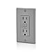 Leviton GFCI Outlet, 15 Amp, Self Test, Tamper-Resistant with LED Indicator Light, Protection from Electric Shock and Electrocution, GFTR1-GY, Gray