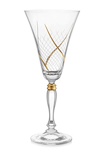 Glazze Crystal RMC-080-GL Red Wine Glasses, 12 OZ, Gold