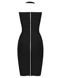 UONBOX Vestido sexy de dama con cuello en V, hasta la rodilla, vestido de fiesta de rayón