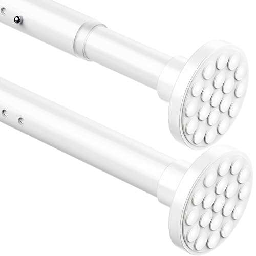 Telescopic Extendable Shower Curtain Rod, No Drilling, Extra Length for Good Hold, Telescopic Rod for Bathroom, Bedroom, White (190-360cm, Diameter 32mm)