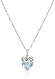 Sterling Silver Gemstone and Diamond Accent Bow Heart Pendant Necklace, 18