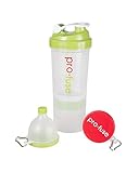 Protein Shaker Bottle Storage Set, Twist & Lock Compartment & Pillbox, 16.9oz | Bonus: Fill N Go Supplement Funnel (2)