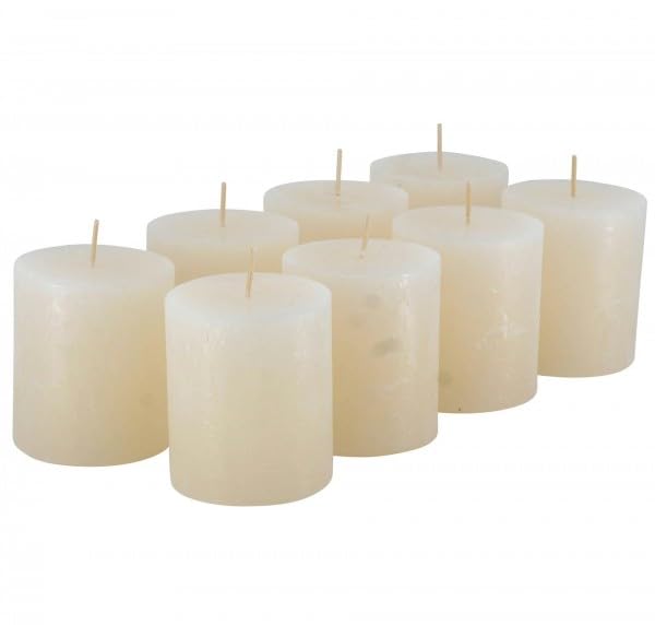 Rustic Pillar Candles - Pack of 8 - Wax Candles / Rustic Candles / Advent Candles Christmas (Wool White, Small: Height 8 cm / Diameter 7 cm)
