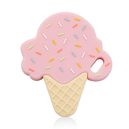 Ali+Oli Baby Teether Pink Ice Cream | BPA & Phthalates Free | Freezer Friendly & Mom Approved | Perfect Infant Teething Toy to use with a Pacifier Clip | Baby Chew Toys for Teething Pain Relief