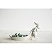 Creative Co-Op White Stoneware Rabbit Pulling Leaf Shaped Dish