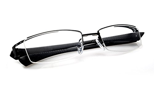 Agstum Mens Half Rimless Myopia Glasses Frame Magnetic Clip On Sunglasses (Black frame with 2pcs clip on, 53mm)