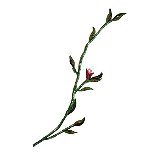 ID 8909 Green Garden Vine Patch Leaves Nature Plant Beaded Iron On Applique