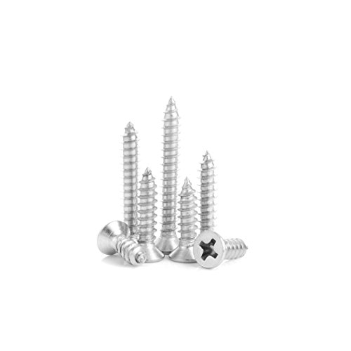 image for NINDEJIN 242Pcs 304 Stainless Steel Flat Head Self Tapping Screw Assor