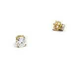 6mm Round Cut Clear Cubic Zirconia 4-Prong Magnetic Stud Earrings in Gold-Tone CZRM-G6