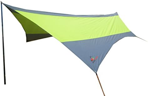Fly Tarp Shelter Large Camping Rain Canopy w/ Aluminum Pole (Green/Gray)