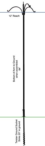 Kettle Moraine 3 Arm Bird Feeder Pole Set with Twister Ground Socket