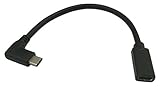 USB3.1 USB-C Type C Extension Cable, zdyCGTime Right & Left Angled 90 Degree Male to Female Charging & Sync Cable Cord for Laptop & Tablet & Mobile Phone& More-L=0.2m Black