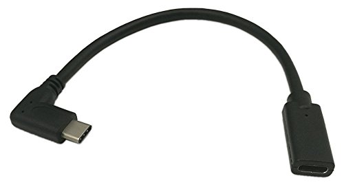 USB3.1 USB-C Type C Extension Cable, zdyCGTime Right & Left Angled 90 Degree Male to Female Charging & Sync Cable Cord for Laptop & Tablet & Mobile Phone& More-L=0.2m Black