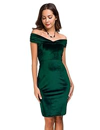 Vestido vintage de terciopelo con hombros descubiertos, para mujer, sexy, ajustado, para fiestas, cócteles, fiestas y bodas