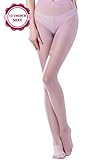 Miya 12 Colors,Women's Control Top 12 Den All Sheer Toe silk stockings Tights Panty Hose,Light Purple,Medium / Large