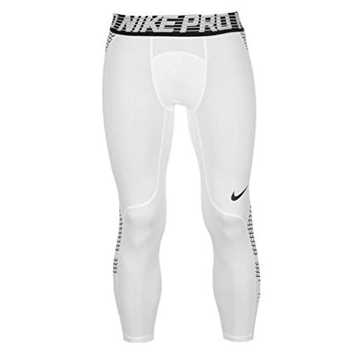 NIKE Men's Pro Tights (Medium, White/Pulse Silver/Black)