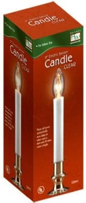 (23) Holiday Wonderland 1528-88 9" Clear Brass Plated Electric Sensor (Dawn to Dusk) Window Candles