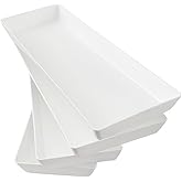 US Acrylic White Plastic Serving Trays (Set of 4) 15” x 5” | Narrow Unbreakable Reusable Rectangular Party Platters | Serve Appetizers, Fruit, Veggies, & Desserts | BPA-Free & Made in USA