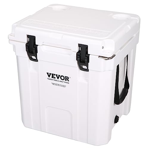 VEVOR Insulated Portable Rotomolded Hard Cooler, 33 qt, Holds 35 Cans, Ice Retention Cooler with Heavy Duty Handle, Ice Chest Lunch Box for Camping, Travel, Outdoor, Keeps Ice for up to 6 Days