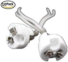 SEXOX（10 Pack) - Mini Bi-Pin Socket Holder Connector Adapter - Silicon Copper Wire &amp; Ceramic Body For MR16, GX5.3, G4, MR11 LED Halogen Lights