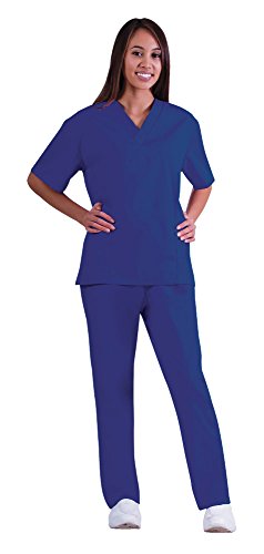 Women's Scrub Set - Medical Scrub Top and Pant, True Navy, XXXXX-Large