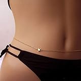 Simsly Boho Body Chain Jewelry Star Waist Belly Necklace Chains for Women and Girls. (Silver)