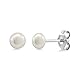 Set of 3 Cultured Freshwater Pearl Button Stud Earrings (6MM 8MM and 10MM White)