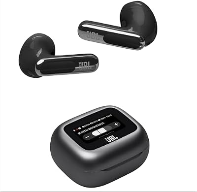 Live Flex 3, Wireless Earbud-Kopfhörer mit Bluetooth, 50 Stunden Akkulaufzeit, True Adaptive Noise Cancelling und hochauflösendem JBL Signature Sound, IP54 wasserfest, mit Ohrstöpseln, Schwarz