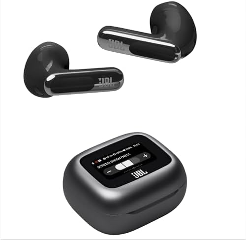 Live Flex 3, Wireless Earbud-Kopfhörer mit Bluetooth, 50 Stunden Akkulaufzeit, True Adaptive Noise Cancelling und hochauflösendem JBL Signature Sound, IP54 wasserfest, mit Ohrstöpseln, Schwarz