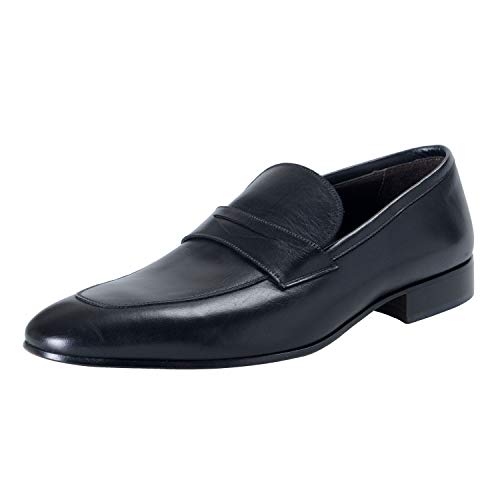 A. Testoni Basic Men's Leather Black Slip On Loafers Shoes US 9 IT 42