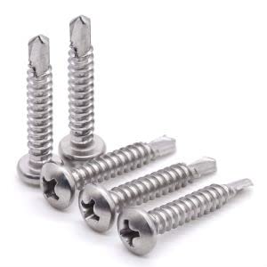 Glvaner M4.8 x 19mm Pan Head Phillips Drive Self Drilling Screws, 410 Stainless Steel Sheet Metal Screws, Self Tapping Screws with Dovetail Tails, Pack of 50