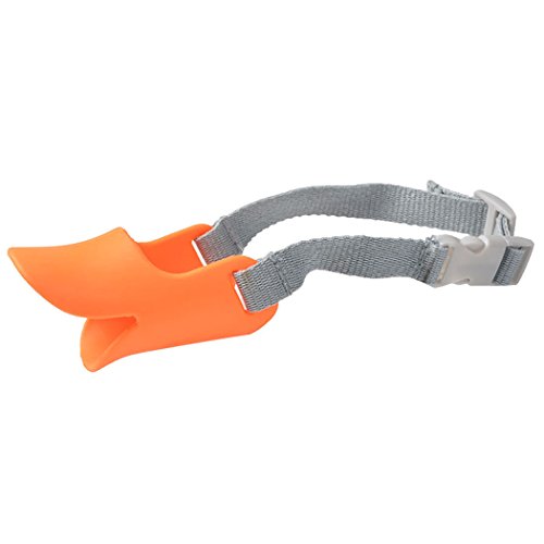 Legendog Dog Muzzle, Anti Bite Duck Mouth Shape Dog Mouth Covers Anti-Called Muzzle Masks Pet Mouth Set Bite-Proof Silicone Material (Orange,S)