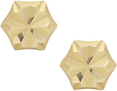 14K Yellow Gold Six-Sided Hexagon Diamond-Cut Stud Earrings (5 Millimeters)