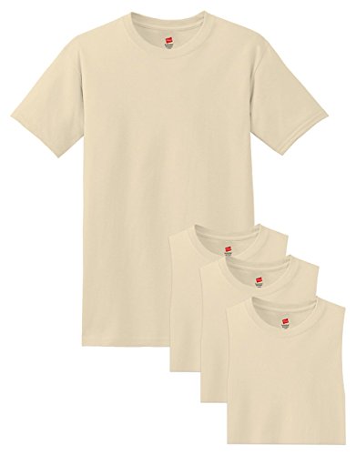 Hanes mens 5.2 oz. ComfortSoft Cotton T-Shirt(5280)-SAND-XL-4PK